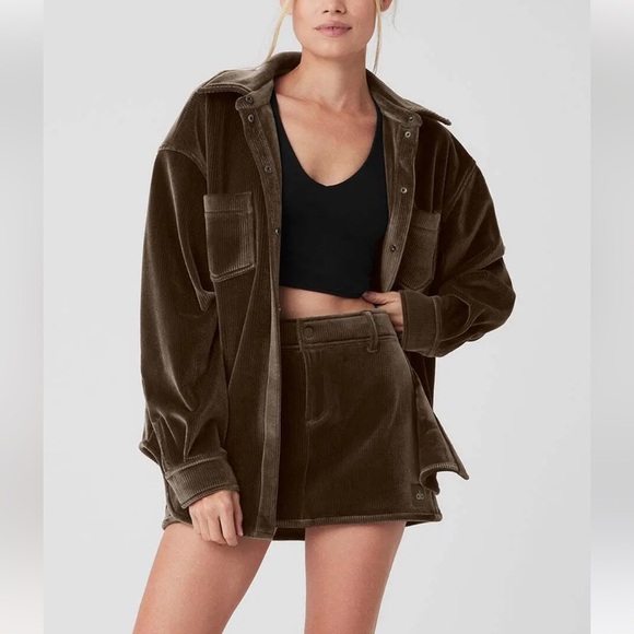 Alo Ribbed Velour Mountain Side Shacket - Picture 1 of 5